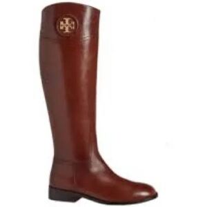 Tory Burch Women’s Tall Leather Riding Boot in Chestnut 8.5